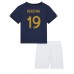 Cheap France Karim Benzema #19 Home Football Kit Children World Cup 2022 Short Sleeve (+ pants)